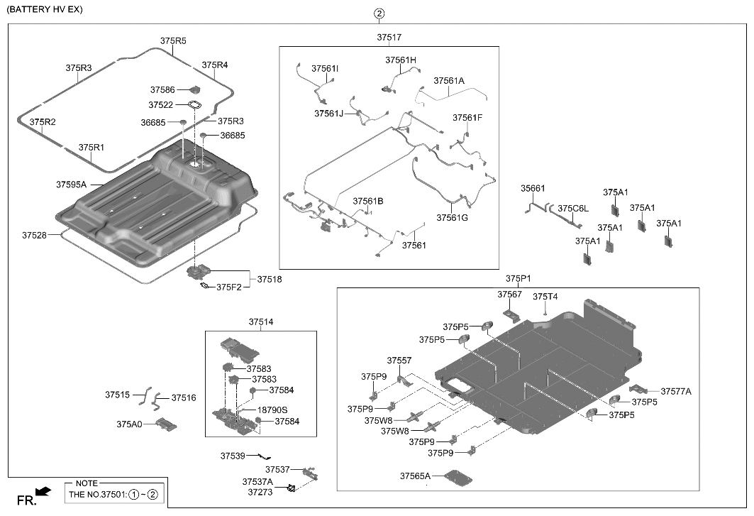 Hyundai 37501-K4053 BATTERY SYSTEM ASSY