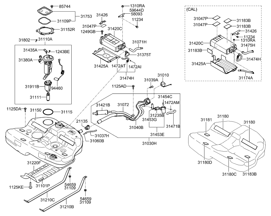 Hyundai 31101-3K020 Pad-Fuel Tank