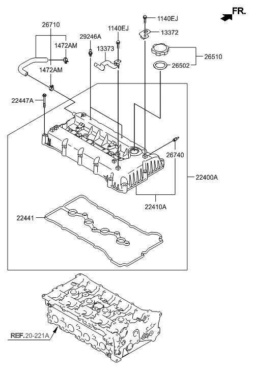 Hyundai 22410-2G000 Cover Assembly-Rocker