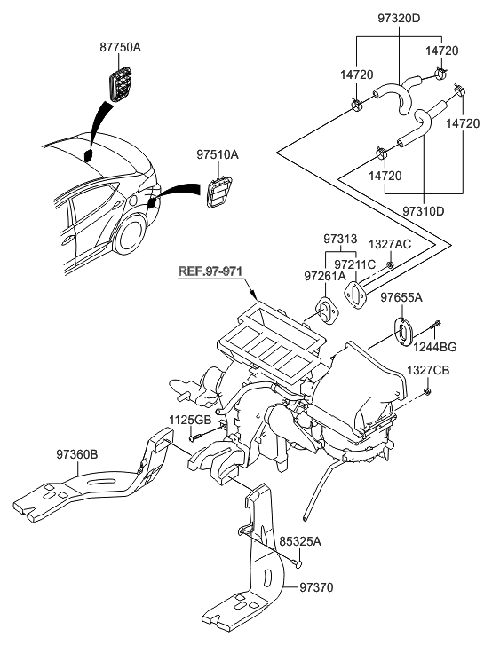 Hyundai 97360-3X000 Duct-Rear Heating,LH