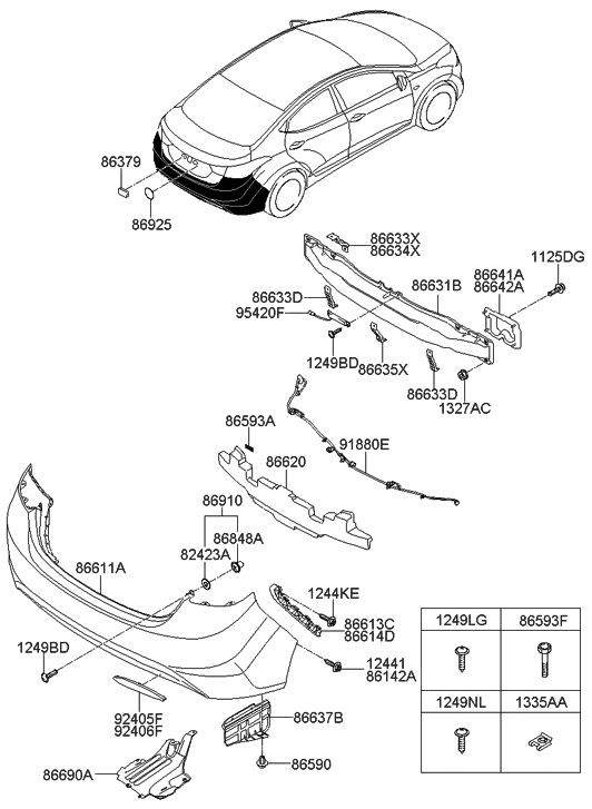 Hyundai 86631-3Y000 Rail-Rear Bumper