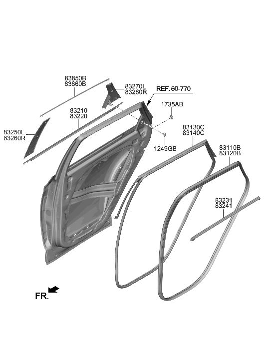 Hyundai 83860-N9010 MOULDING Assembly-RR Dr Frame,RH