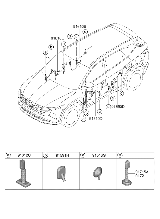 Hyundai 91601-N9090 Wiring Assembly-FR Dr(Driver)