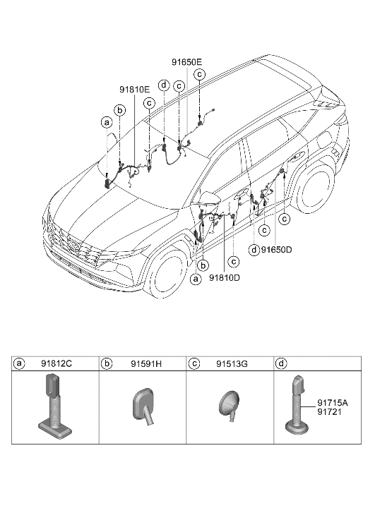 Hyundai 91610-N9180 WIRING ASSY-FR DR(PASS)