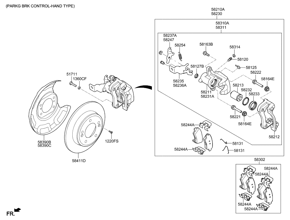 58302G3A40 Genuine Hyundai Rear Disc Brake Pad Kit