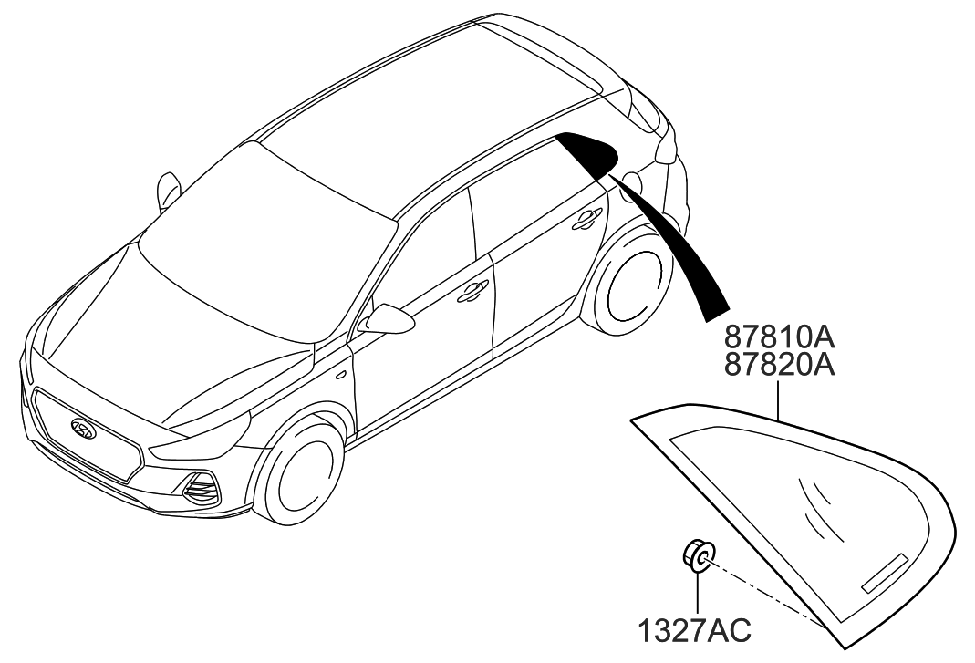 Hyundai 87820-G3000 Glass & MOULDING Assembly-Quarter