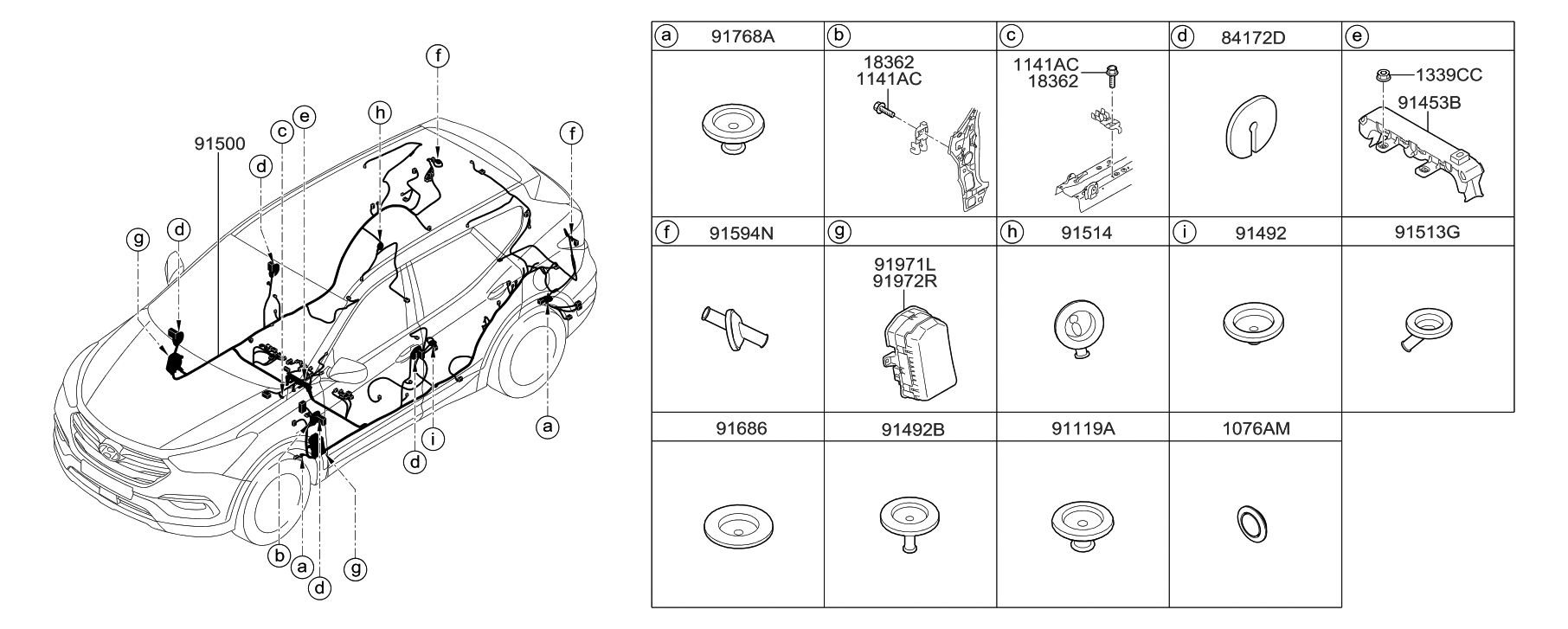 Hyundai 91500-4Z594 Wiring Assembly-Floor