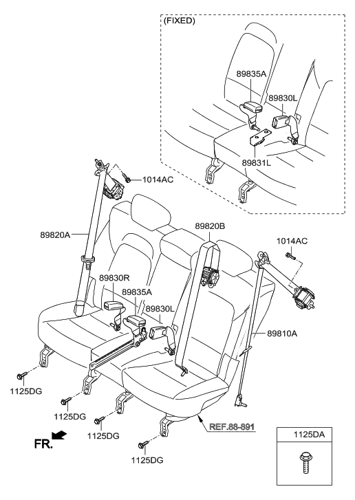 Hyundai 89860-4Z550-RYN Buckle Assembly-Rear Seat Belt,Center