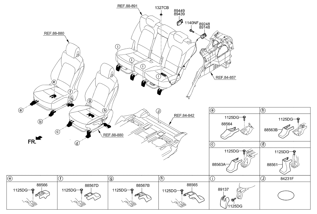 Hyundai 88566-4Z500-RYN Cover-Front Seat Mounting Rear Outer RH