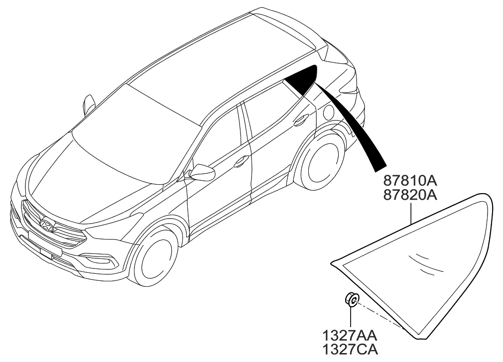 Hyundai 87820-4Z000 Glass & MOULDING Assembly-Quarter