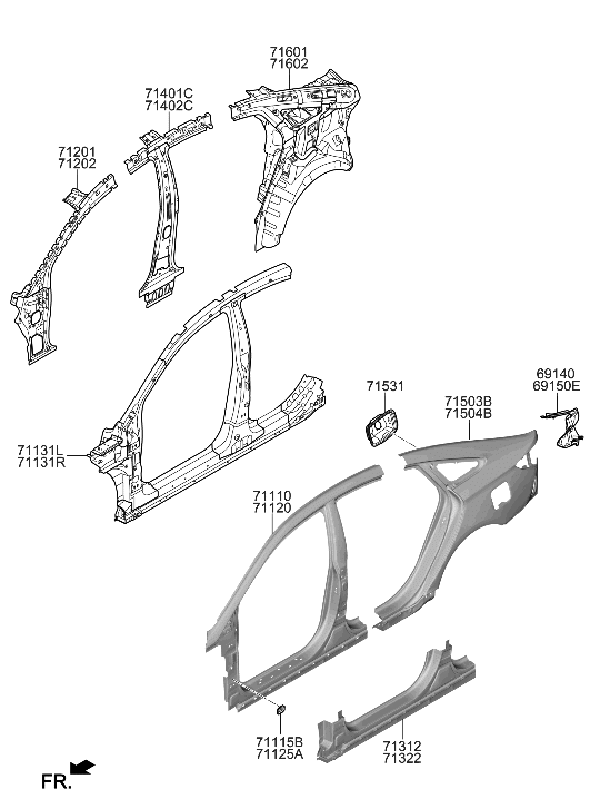 Hyundai 71115-C1000 Bracket Assembly-Fender Rear Upper Mounting