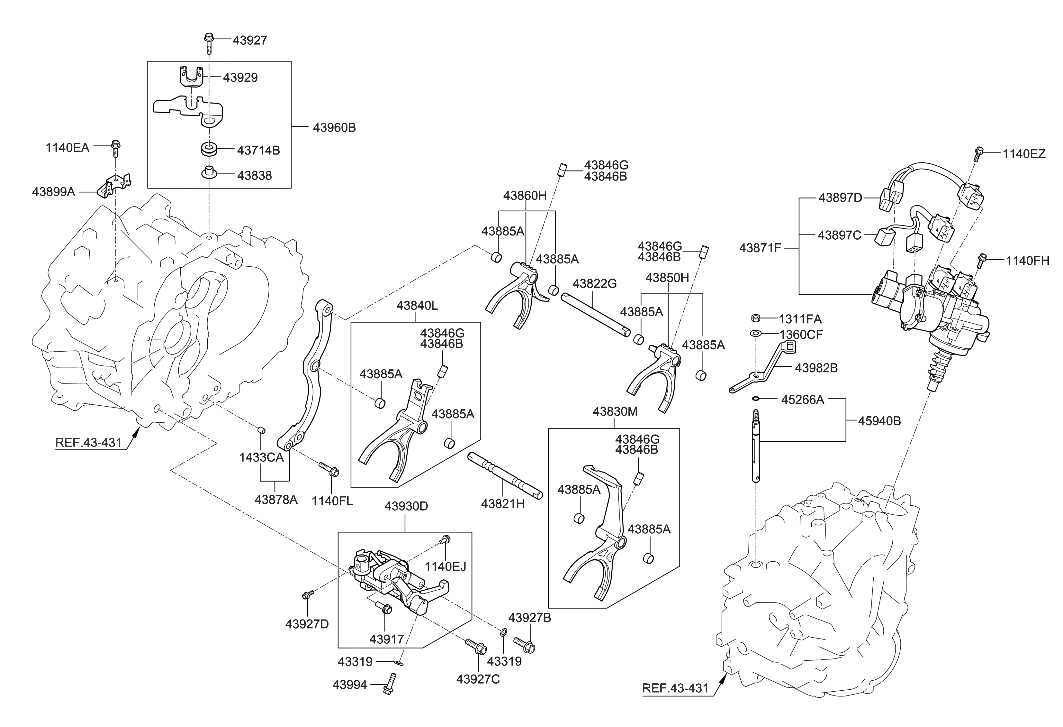 Hyundai 43897-2B220 WIRING-GEAR ACTUATOR,SOLENOID