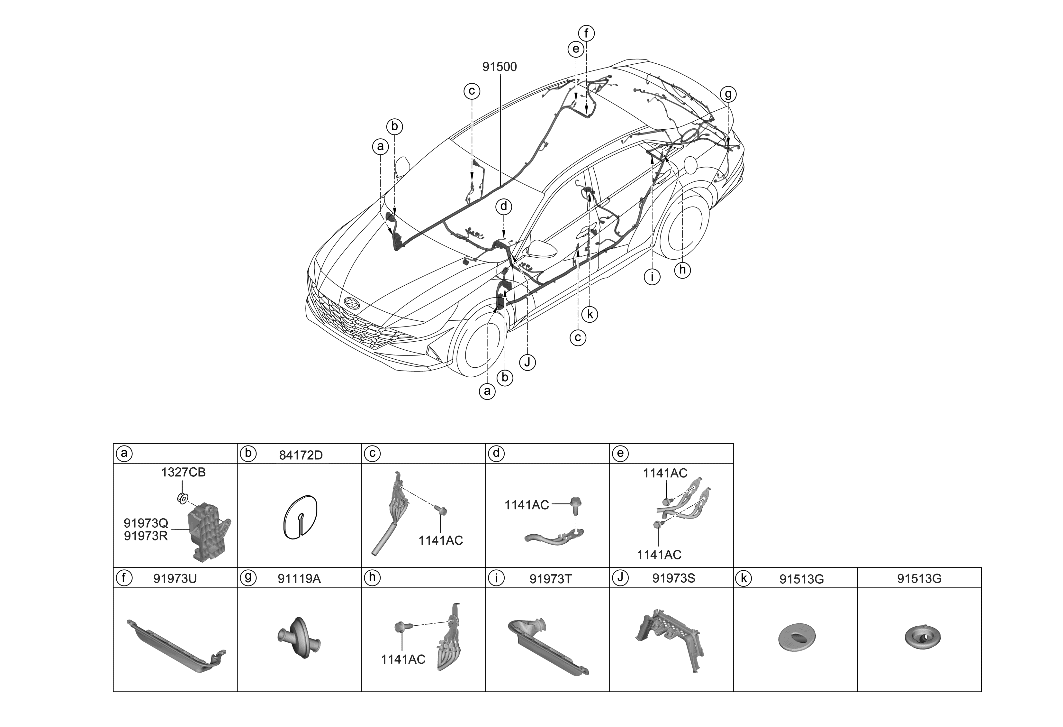 Hyundai 91510-BY020 Wiring Assembly-Floor