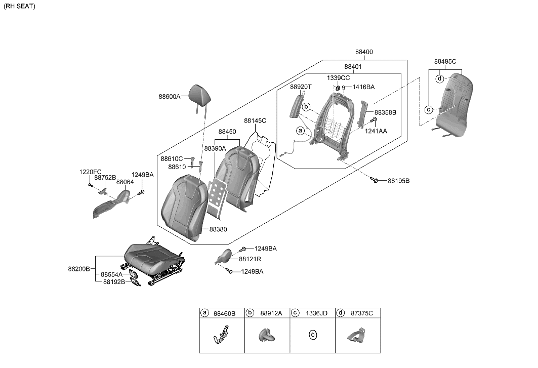 Hyundai 88B20-AA500-CJP Cushion Assembly-FR Seat,RH