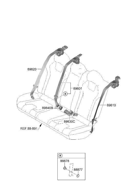 Hyundai 898A0-BY000-YFR Buckle Assembly-RR S/BELT,LH