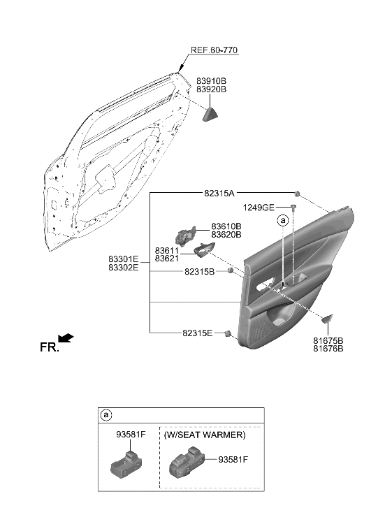 Hyundai 83308-BY000-YFR Panel Assembly-Rear Door Trim,RH