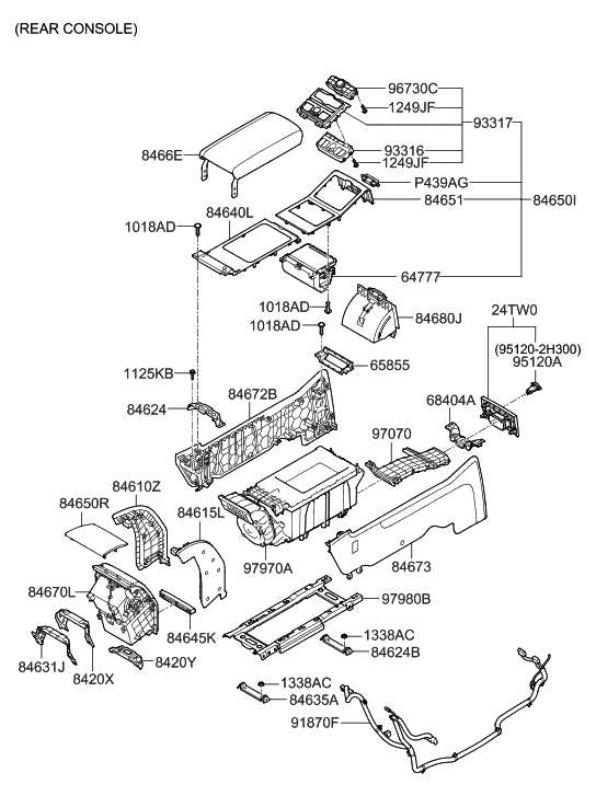 Hyundai 84651-3N600-W2V Cover-Console Upper