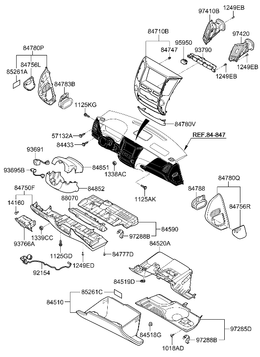 Hyundai 84785-3N260-HZ Cover Assembly-Crash Pad Main Side,RH