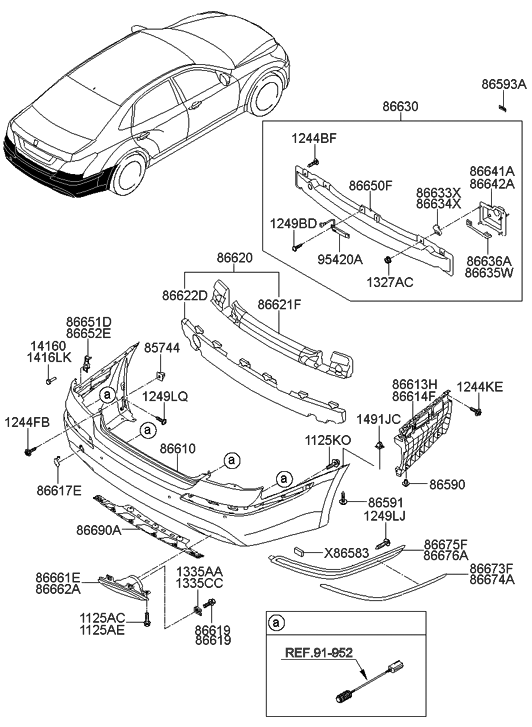 Hyundai 86622-3N010 Energy Absorber-Rear Bumper,Lower