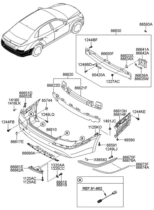 Hyundai 86620-3N010 Absorber-Rear Bumper Energy