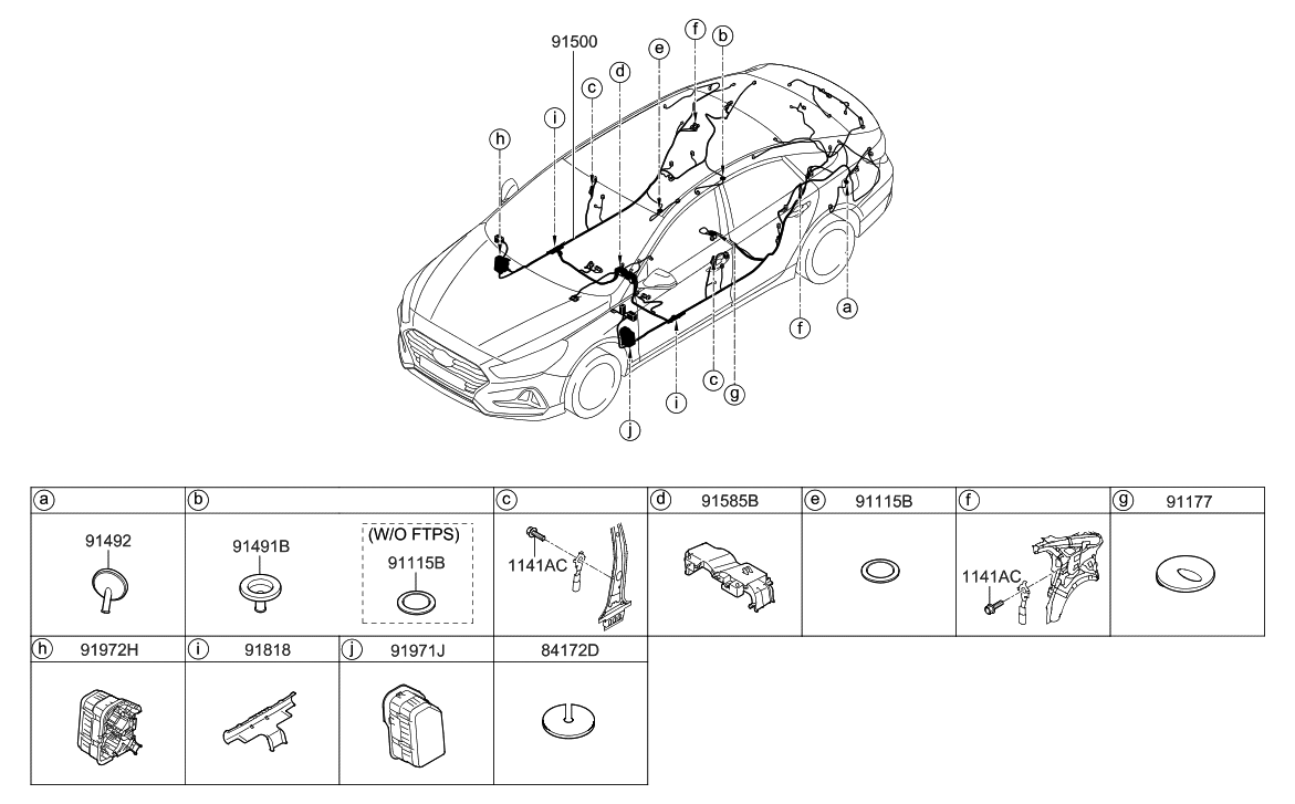 Hyundai 915B0-C2070 Wiring Assembly-Floor