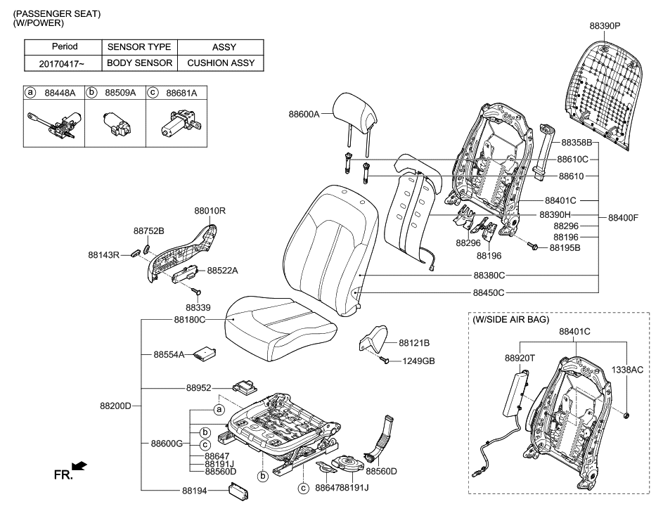 Hyundai 88400-C2KA0-X3R Back Assembly-Front Seat Passenger