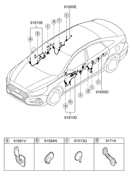 Hyundai 91665-C2010 Wiring Assembly-Rear Door RH