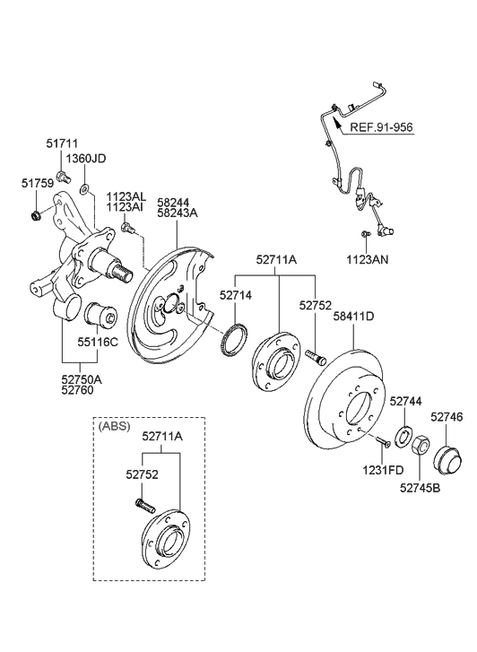 Hyundai 52710-2C100 Rear Wheel Hub Assembly