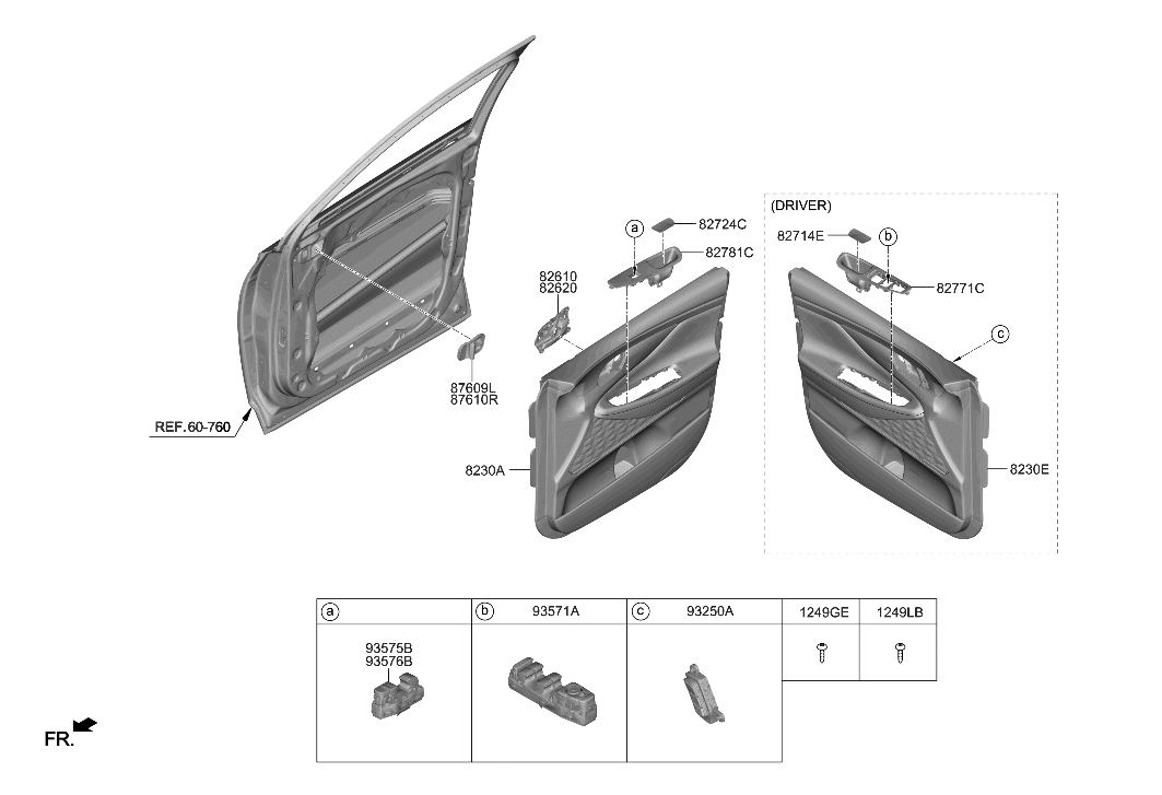 Hyundai 82308-S2090-YPJ Panel Assembly-Front Door Trim,RH