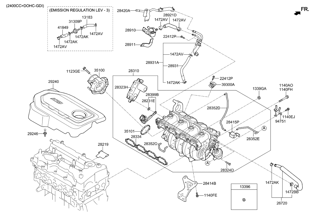 Hyundai 28921-2GTA2 Hose-Chamber