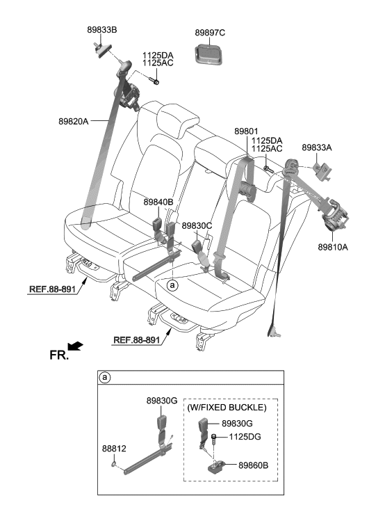 Hyundai 89860-S2000-NNB Buckle Assembly-RR S/BELT,Ctr