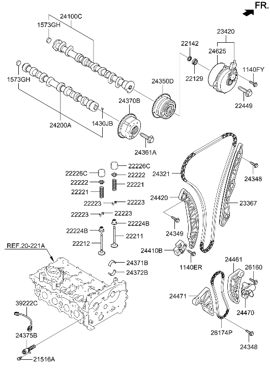 Hyundai 24200-2GTC0 Camshaft Assembly-Exhaust