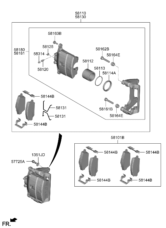 Hyundai 58130-IB000 BRAKE ASSY-FR,RH