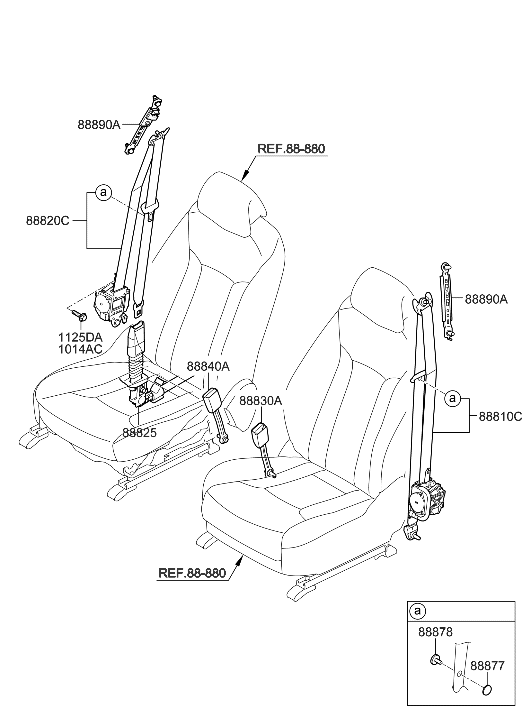 Hyundai 88840-3V510-YDA Buckle Assembly-Front Seat Belt,RH