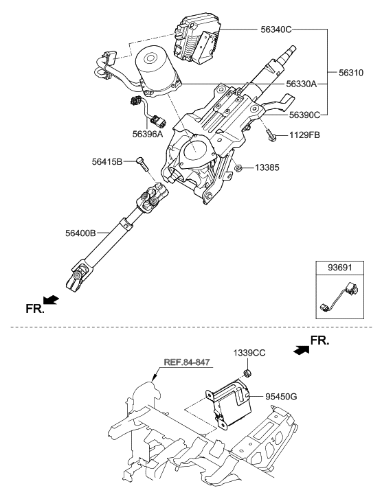 Hyundai 56390-3V460 Column & Housing Assembly