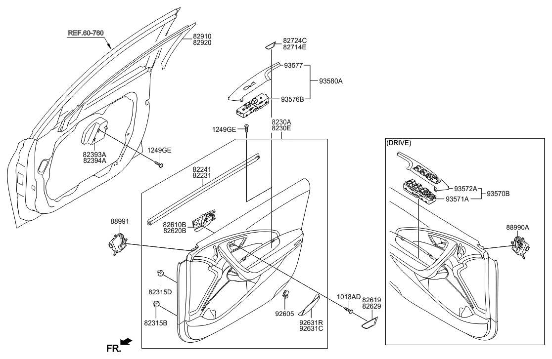 Hyundai 82307-3VRJ0-YVD Panel Assembly-Front Door Trim,LH