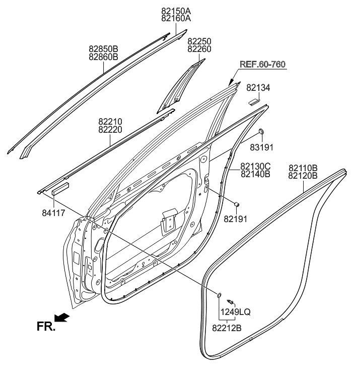 Hyundai 82250-3V001-GU Garnish Assembly-Door Frame LH