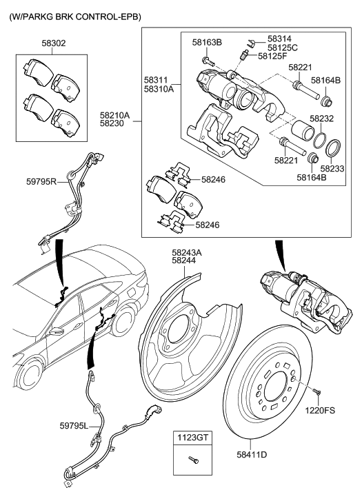 Hyundai 59796-3V600 Wiring-E.P.B Connect Extension,RH