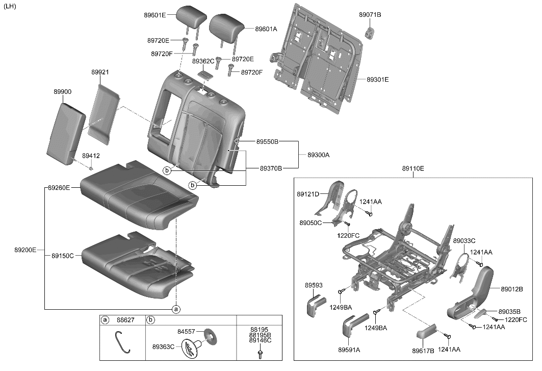 Hyundai 89150-GI001 PAD ASSY-REAR SEAT CUSHION,LH