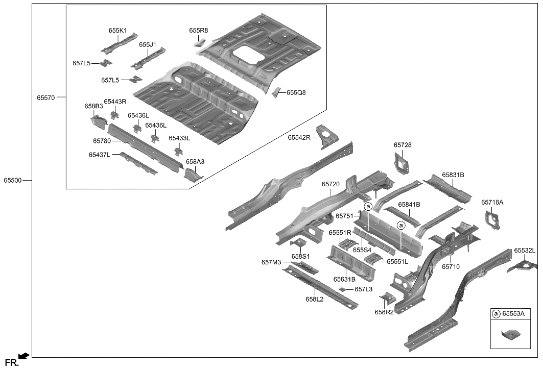 Hyundai 658R2-GI100 MEMBER-RR FLR CRO NO.1 OTR,LH