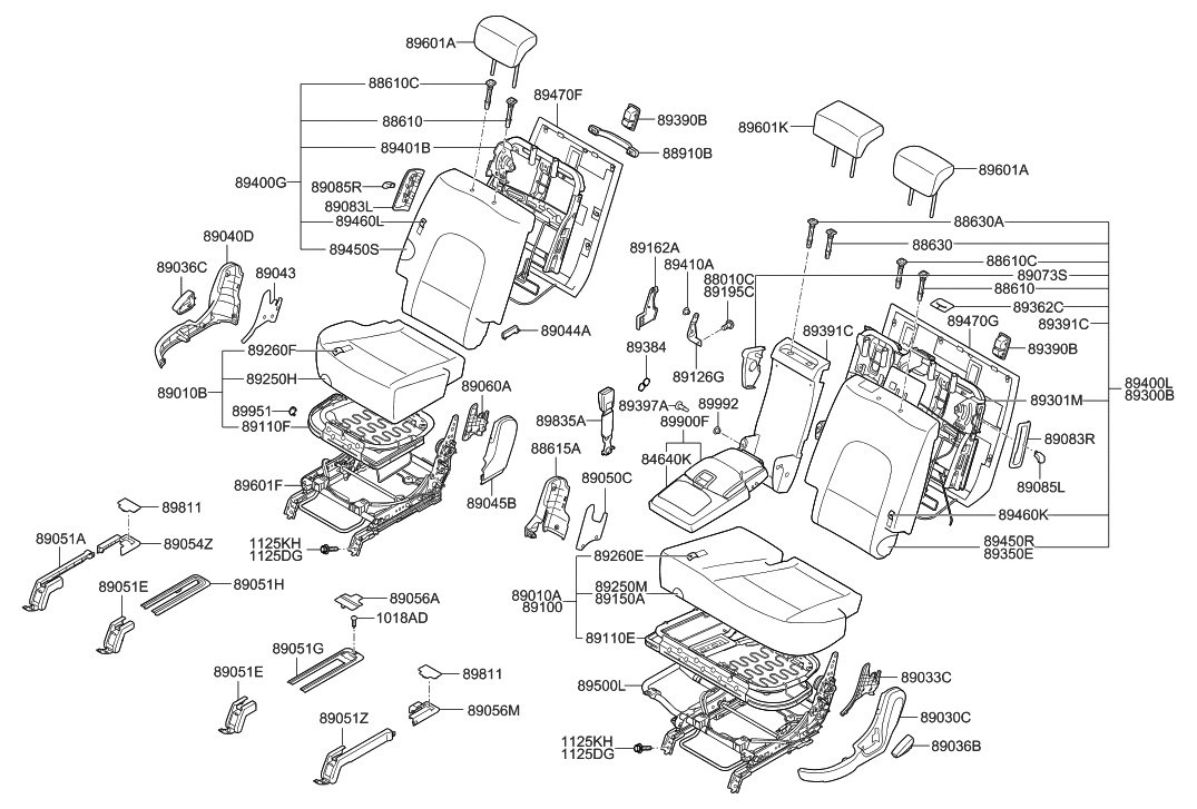 Hyundai 89200-3J100-DPB Cushion Assembly-Rear Seat,RH