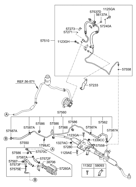 Hyundai 57510-3J010 Hose Assembly-Power Steering Oil Pressure