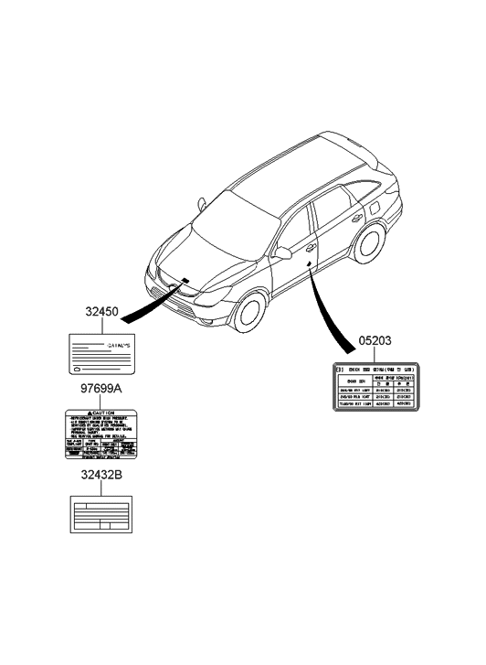 Hyundai 05203-3J500 Label-Tire Pressure