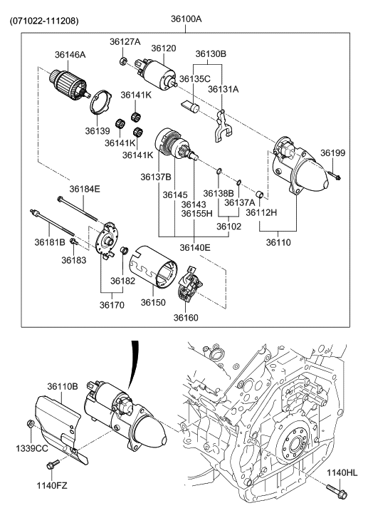 Hyundai 36111-3C151 Bracket Assembly-Starter,Front