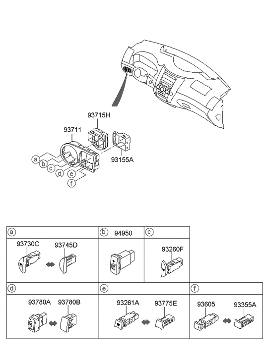 Hyundai 93715-3J000 Plate-Crash Pad Side Switch Mounting