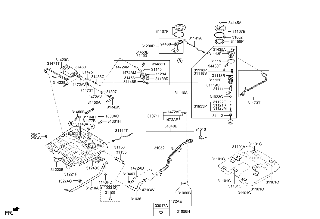 Hyundai 31056-3J500 1 Way Level & Hose Assembly