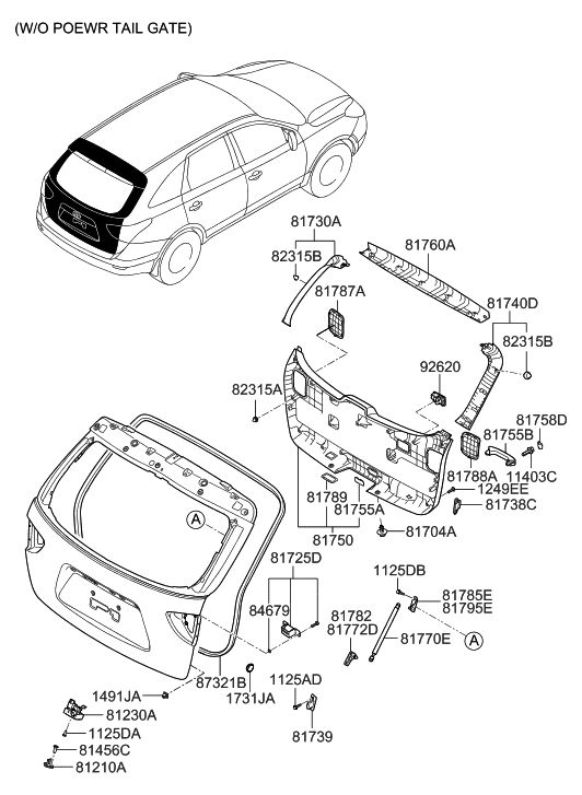 Hyundai 81755-3J000-WK Cover-TAILGATE Trim