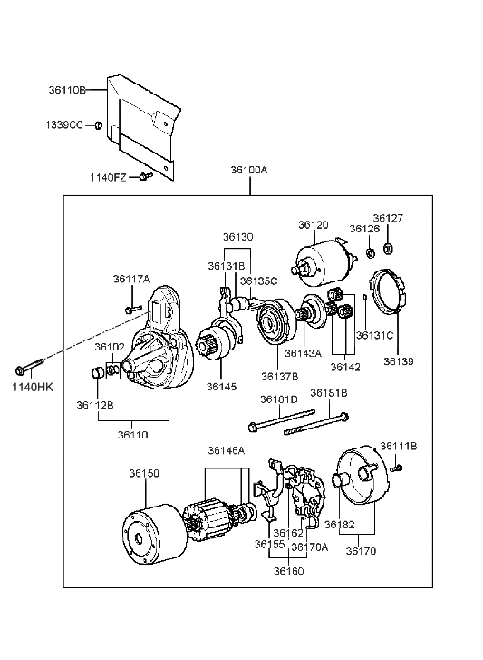 Hyundai 36110-37110 Bracket Assembly-Starter,Front