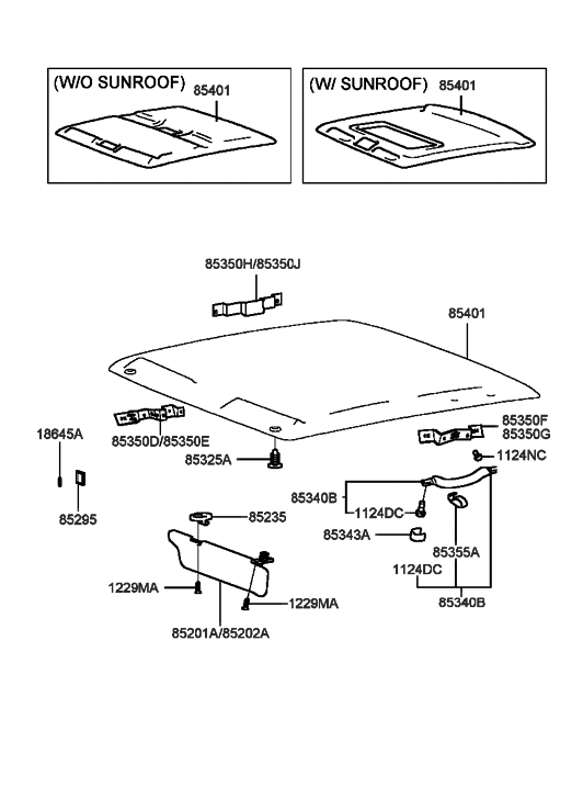 Hyundai 85401-38000-SR Headlining Assembly