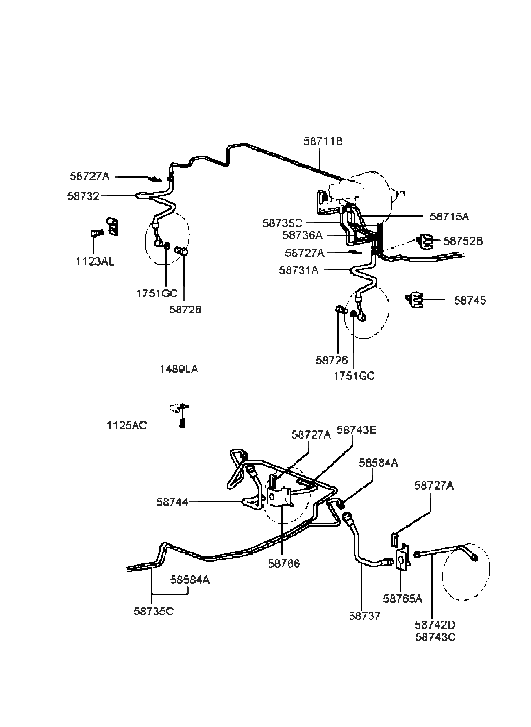 Hyundai 58711-38308 Tube-Master Cylinder To Front Brake,RH